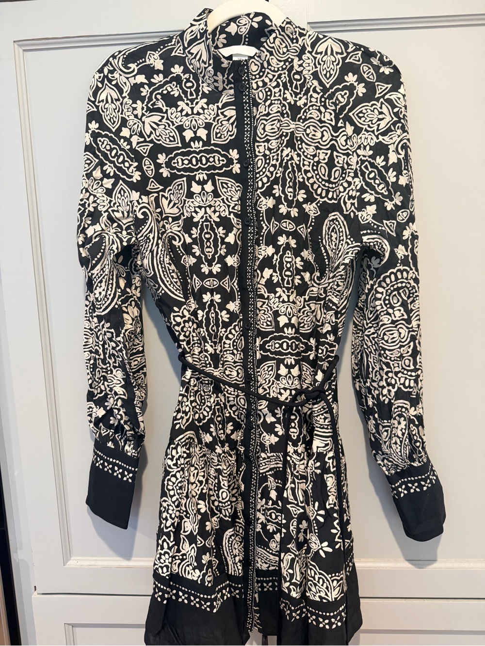H&M Black and White Printed Belted Blazer Dress